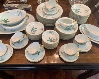Noritake china Canton; 12 place settings with platters, serving bowls, gravy boat, creamer; 79 pieces