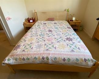 Full size bed two end tables dresser hi boy plus wardrobe