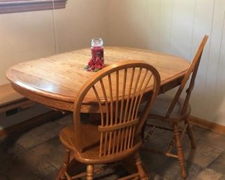 Kitchen table , 2 chairs and bench
