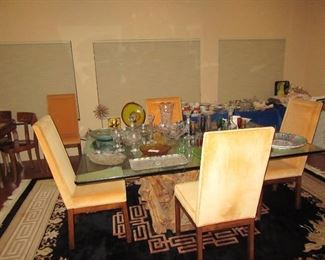 Hydro dining room table and rug