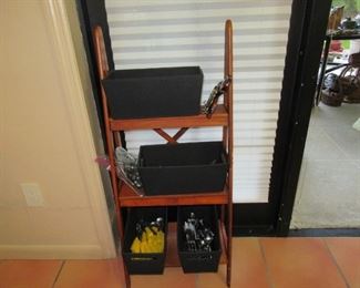 Hydro silver ware on step stool