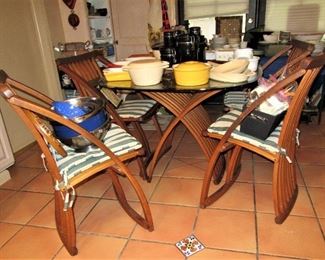 Hydro kitchen glass top table, teak