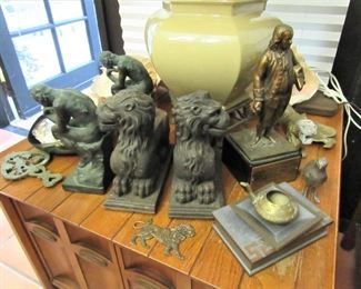 Hydro bookends, metal figures