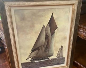 $50 decorative art of sailboat 34” x 42” 