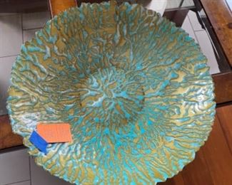 Turquoise and gold bowl