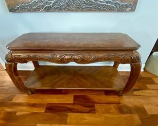 29-	Asian influence Console table 	18”D x 52”L x 28”H			$195