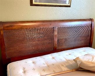46-	Ethan Allen Queen size sleigh bed “West Indies” style with Stearns & Foster mattress 4’H							$575 
