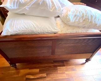 46-	Ethan Allen Queen size sleigh bed “West Indies” style with Stearns& Foster mattress 4’H							$575 
