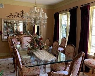 Marvelous, Dining Room set, Glass table w/acrylic legs and 10 chairs