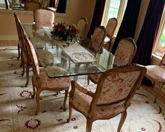 Marvelous, Dining Room set, Glass table w/acrylic legs and 8 chairs