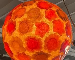 This Vintage 1960's Wild Flower Power Swag Lamp (fiberglass & lucite) will bring a warm, unique glow to your room decor. Shows best with a clear light bulb, features popular-color adornments. RARE FIND!!!