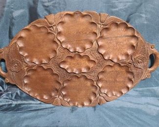 Hand carved Polynesian wooden tray