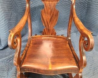Handcarved/crafted mahogney rocking chair ~ came from the east coast
