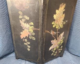 Fire "screen" ~ Art nouveau turn of the century handpainted = over 100 years old