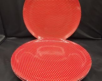 Stamped FF ~ red w/white polka dot large plates