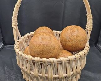 It's a small world!  These heavy, leather-covered decorative balls each feature a world map.  Grouped together, make a great display for an office or library!