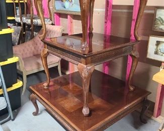 Inlay coffee table w/2 matching side tables