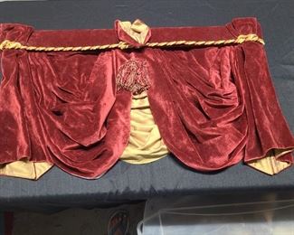 Burgundy velvet gold silk valance custom made
We have two