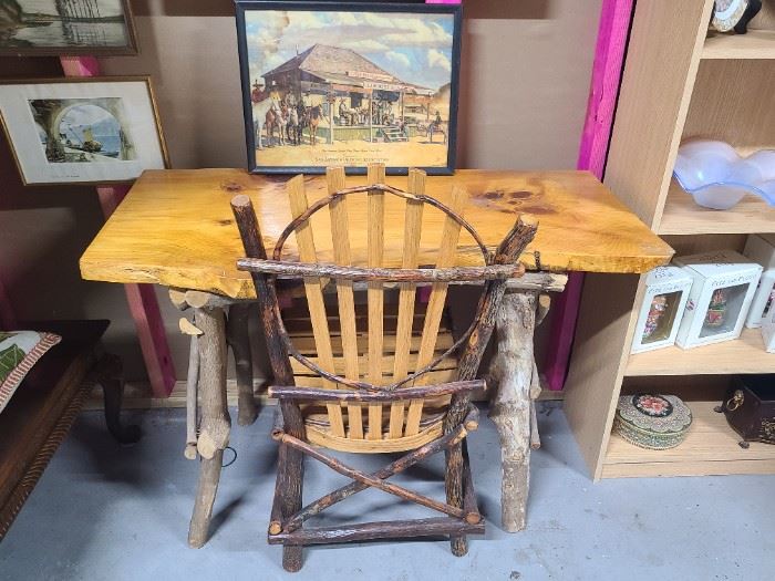 Hand-crafted in Kentucky, this rustic desk and chair set, sold together, has an ideal foot print to fit any room in country home, lake house or cottage!
1 of 4 views