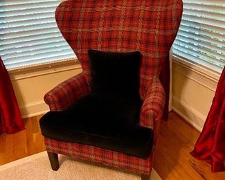 Dramatic shaped vintage wingback chair