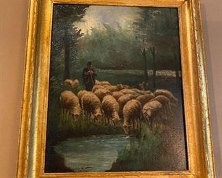 Original oil on canvas of sheep
