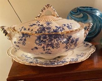 Vintage colbalt porcelain soup toureen