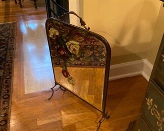 Antique painted  beveled mirror screen