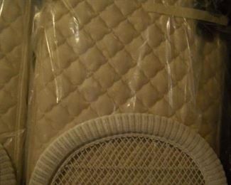 PAIR OF EXTRA LONG TWIN MATTRESS SET IN PERFECT CONDITION AND WICKER HEAD BOARDS