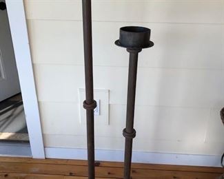 PAIR OF WROUGHT IRON FLOOR CANDLE HOLDERS 