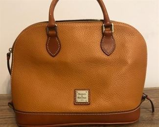 002 Dooney Bourke Brown Pebble Grain Zip Satchel