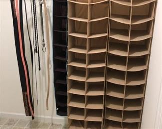 Closet Shoe Organizers and Belts