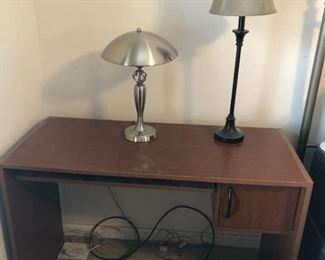 Desk, Cabinets, and Lamps