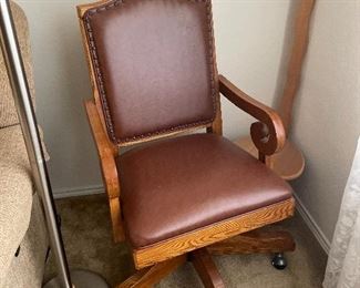 Nice wooden and leather desk chair