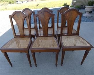 6 Vintage Cane Seat Chairs