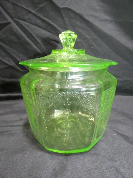 Green Uranium Biscuit Jar 6" x 7" tall