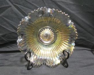 Iridescent Depression Glass bowl with Fluted Edge 7.5" x 3"
