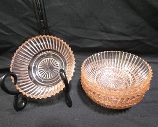 4 Queen Mary Depression  Glass Bowls 4.5" X 1 1/4"