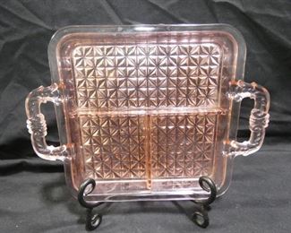 Windsor Diamond Pattern Square Relish Plate Jeannette 1936-1946 9.5" x 7.5"