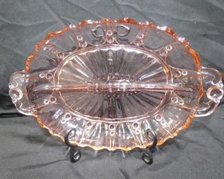 Oyster and Pearl Anchor Hocking Relish Dish after 1940 12" x 7.5"