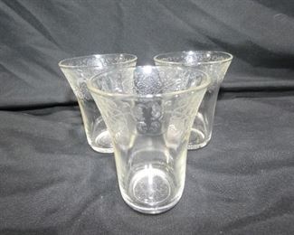 Clear Depression Glass Florentine No 2 Poppy
3 Juice Glasses