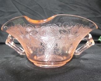  Florentine No. 2 Poppy Pattern 1932 - 1935.
Pink:Double Handle ruffle Edge Soup Cup / Bowl 5.25" diameter
