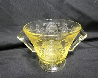 Yellow Florentine No. 2 Poppy Depression Glass 1932 - 1935.  Sugar (Sugar Bowl has small rim chip)
- Bowl