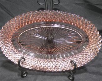 Pink Miss American Depression Glass by Hocking
Oval Relish Dish 10.5" x 7"