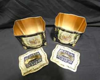 Vintage Brass Buscuit Tins
- 2 Colonial Illustrated Tins 5.5" x 4" x 6.5" tall