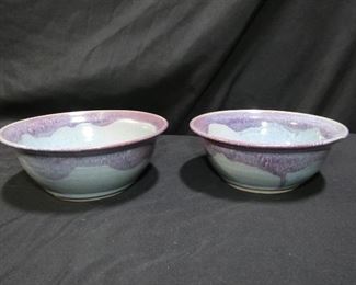 Blue Pottery   - 2-SGS?? 7" Bowls