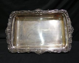 Silver Plated  Footed Casserole Dish 19" x 12 3/4" x 5" Tall
*1 Broken Foot