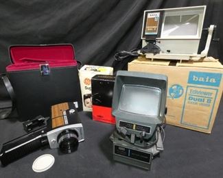 Vintage 8mm Video Camera & Accessories
- Vintage Synchronex Mark IV 8mm Movie Camera with Super 8 Zoom & Booklet
- GE Super 8 Movie Light
- Sears Du-All 8 Editor Viewer
- Baia Ediviewer Dual 8 Mark II
- Fujica Single-8 Splicer Roll Type