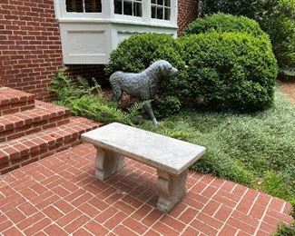 Pair of Dog statues from Fiske foundries. 

Pair of Marble benches from Asa Candler’s home on Ponce De Leon. 
