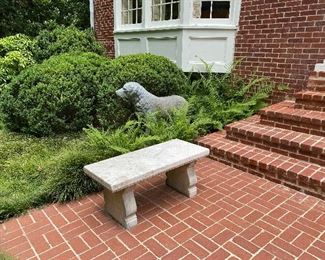 Pair of Dog statues from Fiske foundries. 

Pair of Marble benches from Asa Candler’s home on Ponce De Leon