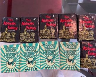 Green Hornet and Addams Family opened packs with cards and gum. $150 per pack. 